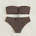 Damen Bandeau-Bikini mit raffiniertem Knoten-Design und hohem Bund Drune