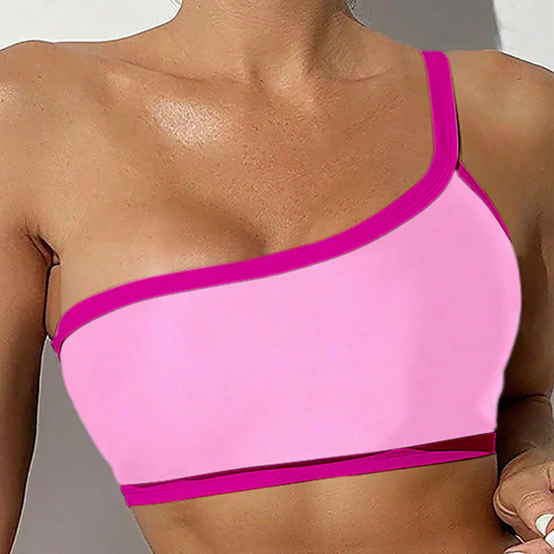 Damen Einseitiger Bikini mit kontrastierendem Design und hochgeschnittenem Unterteil Drune