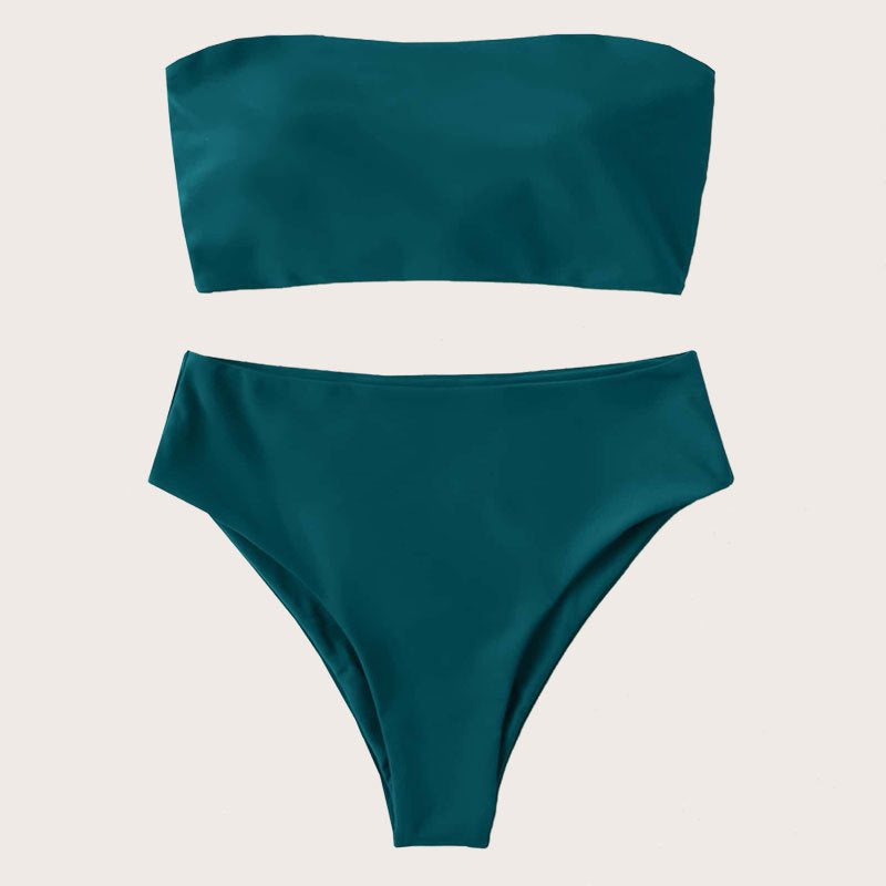 Damen Bandeau-Bikini Set mit hochgeschnittenem Slip Drune