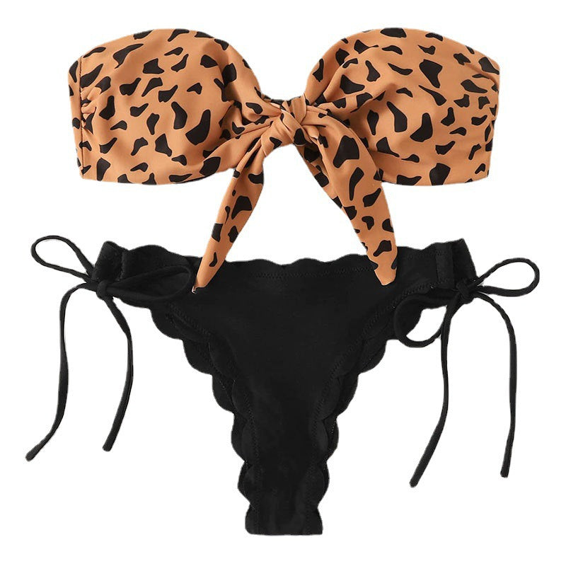 Damen Bandeau-Bikini-Set mit gepolstertem Oberteil und verstellbarem Höschen Drune