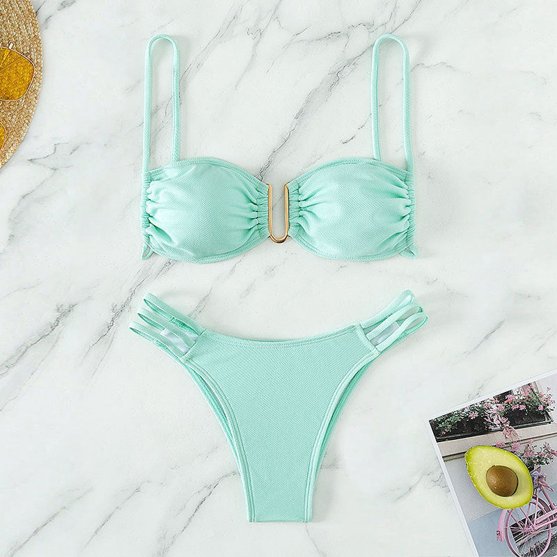 Damen Bikini-Set mit modischem Push-Up-Oberteil und elegantem Gummidetail Drune