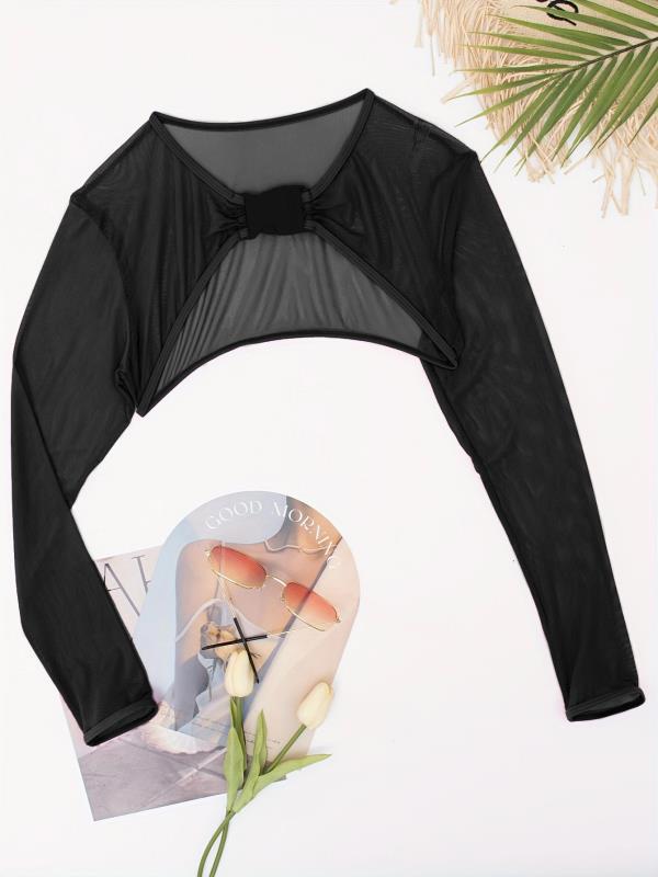 Damen Einteiler Badeanzug mit modischem Cut-Out und langen Ärmeln Drune