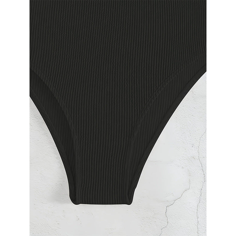 Damen Einteiler Badeanzug mit modischem V-Ausschnitt und romantischem Ringdetail Drune