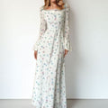 Damen Langärmliges Blumenmaxikleid Drune