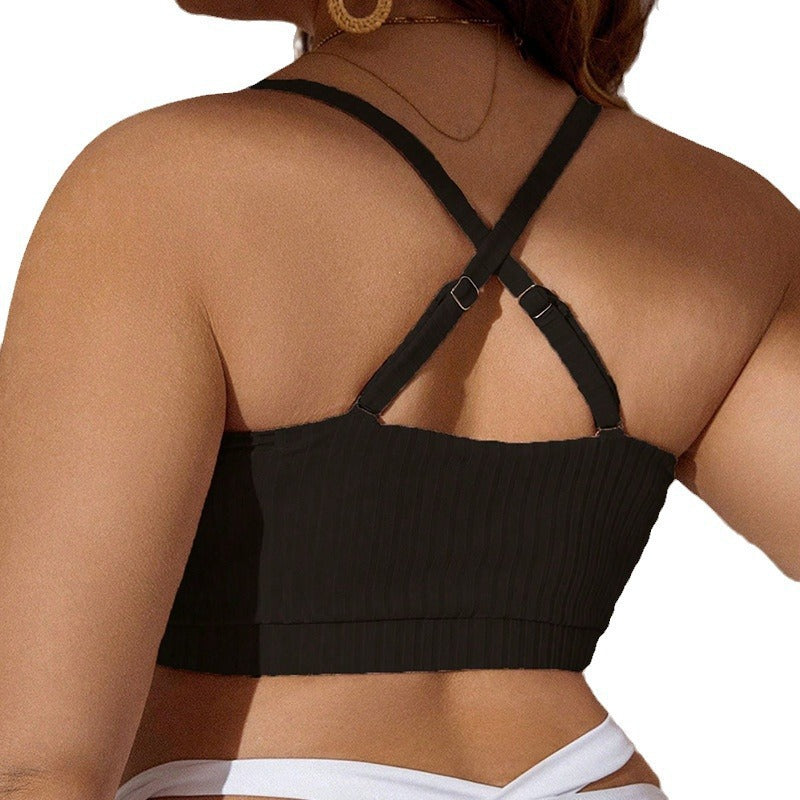 Damen Crop-Top Bikinioberteil mit dekorativen Rüschen und verstellbaren Trägersystemen Drune