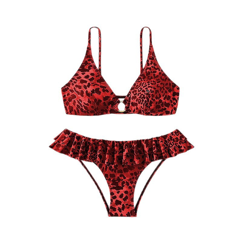 Damen Bikiniset mit raffinierter Rüsche und schickem Goldakzent Drune