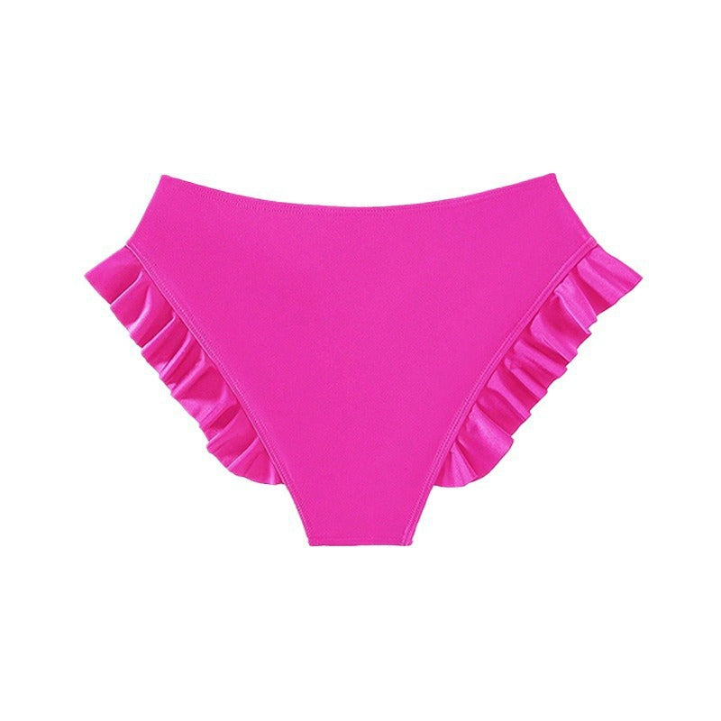 Damen Bikinihose mit verspieltem Rüschendesign und hohem Bund Drune