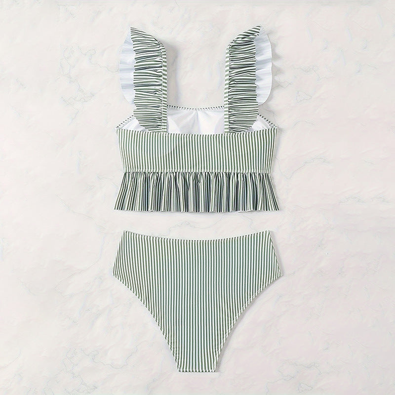 Damen Bikini-Set mit Rüschendetails und hoch tailliertem Slip Drune