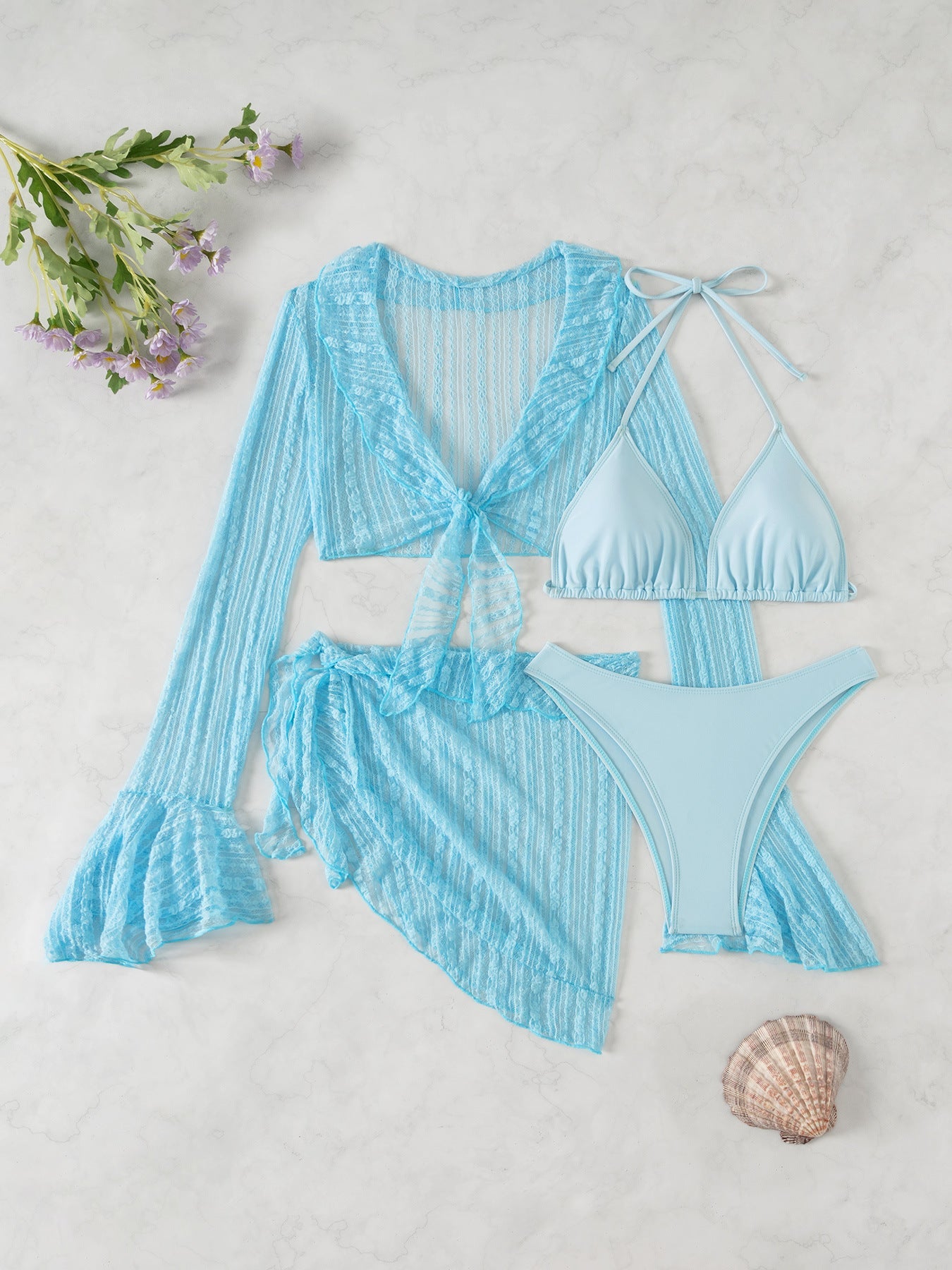 Damen Bikini-Set mit crop-top und lässigem Wickelrock Drune