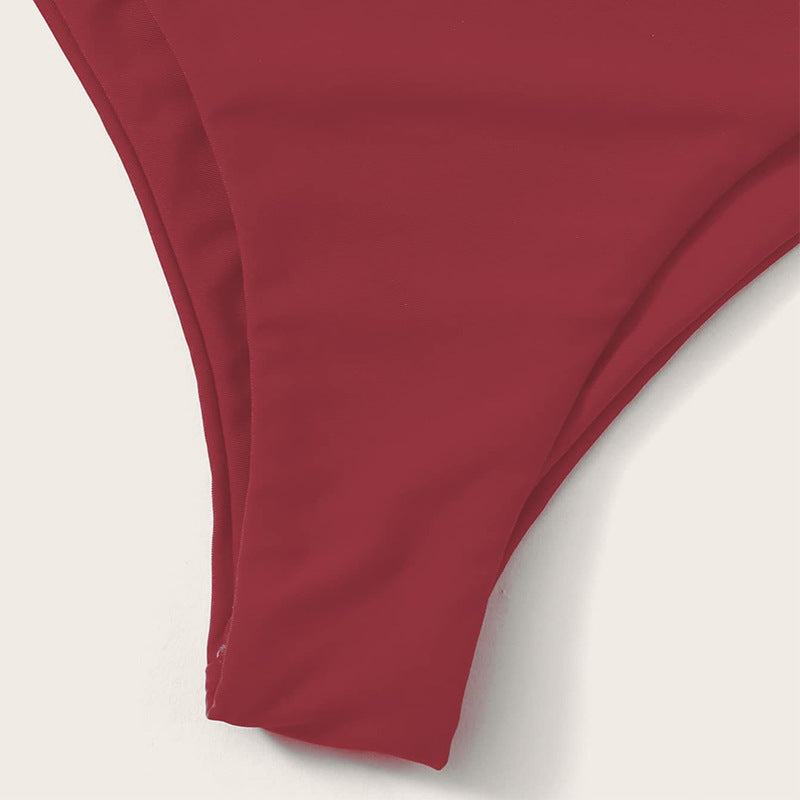 Damen Einseitiger Bikini-Set mit innovativem Wickel-Design und hohem Taillenschnitt Drune