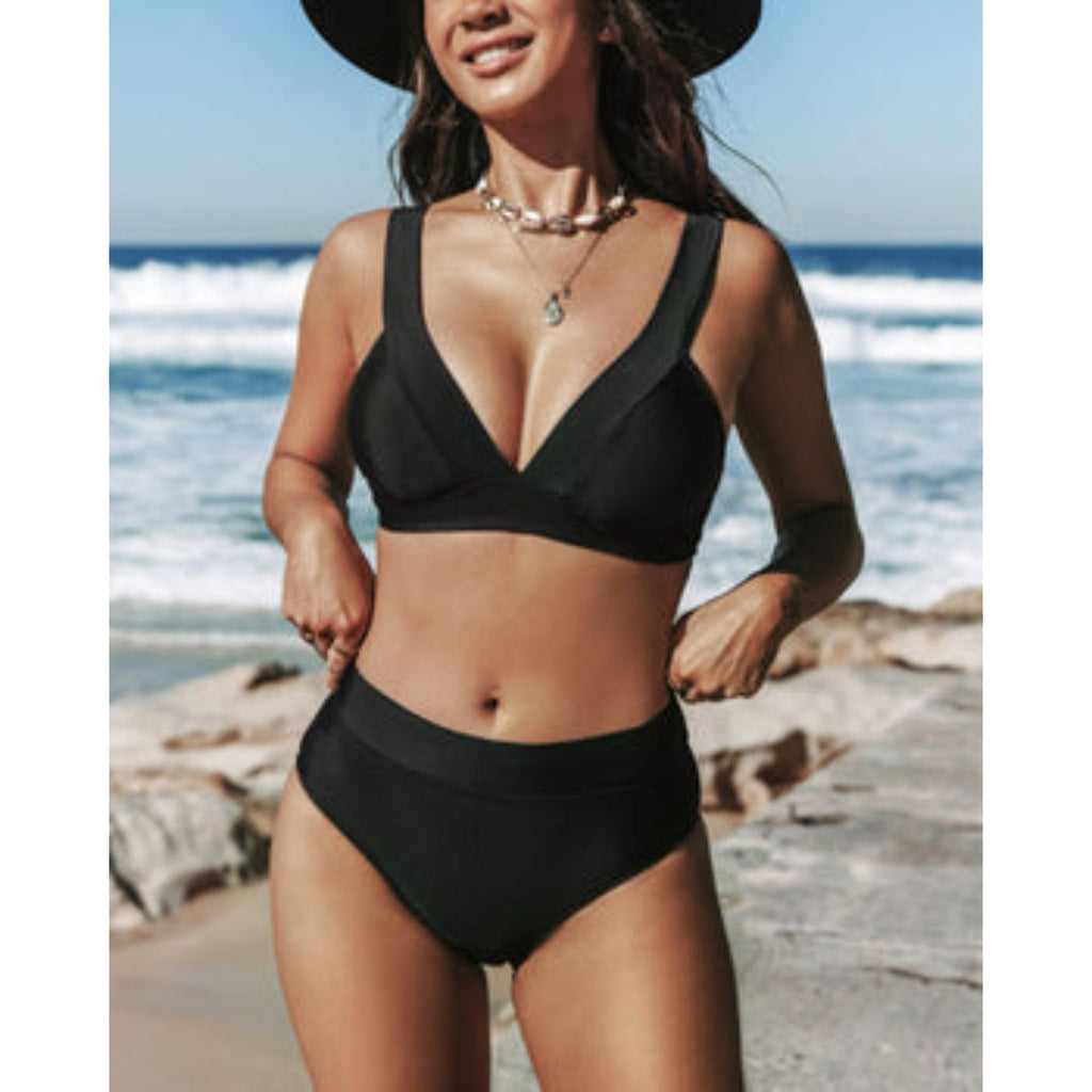 Hilde - Einfarbiger Hochgeschnittener Swimsuit