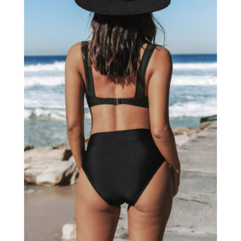 Hilde - Einfarbiger Hochgeschnittener Swimsuit