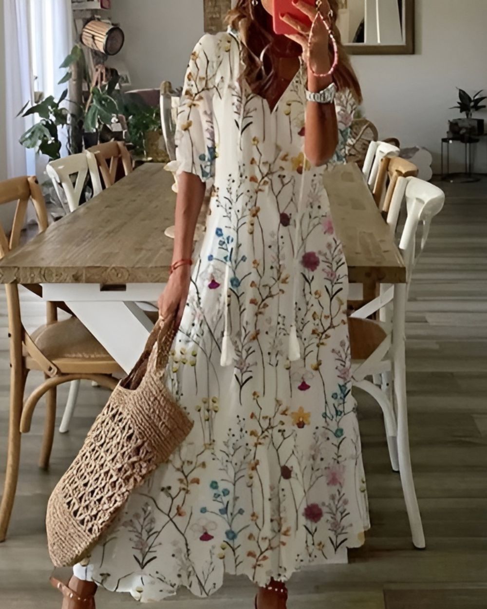 Damen Boho Bedruckt Sommerkleid