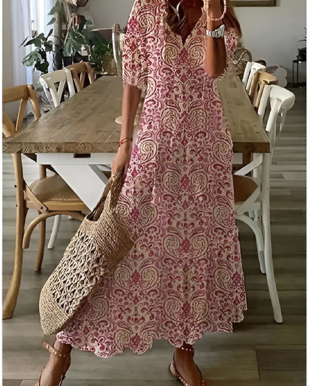 Damen Boho Bedruckt Sommerkleid