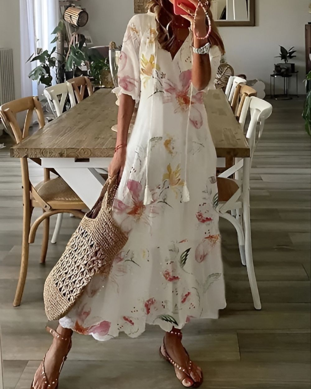 Damen Boho Bedruckt Sommerkleid