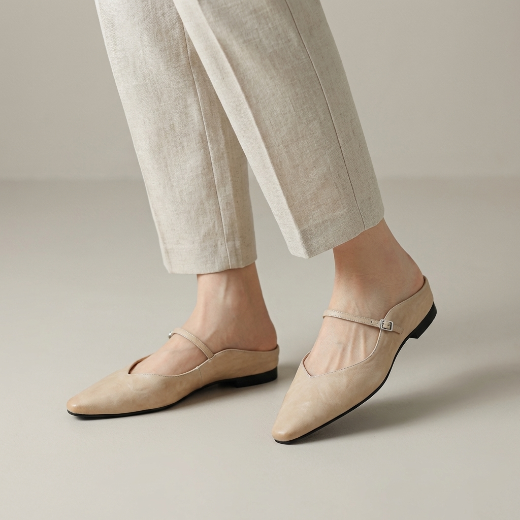Orthopädische Damen Ballerinas mit Knöchelriemen und Arch Support