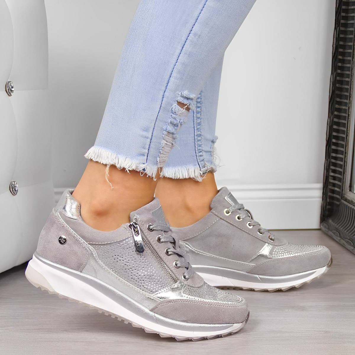 Orthopädische Sneakers mit Reißverschluss und archsupport für jeden Anlass