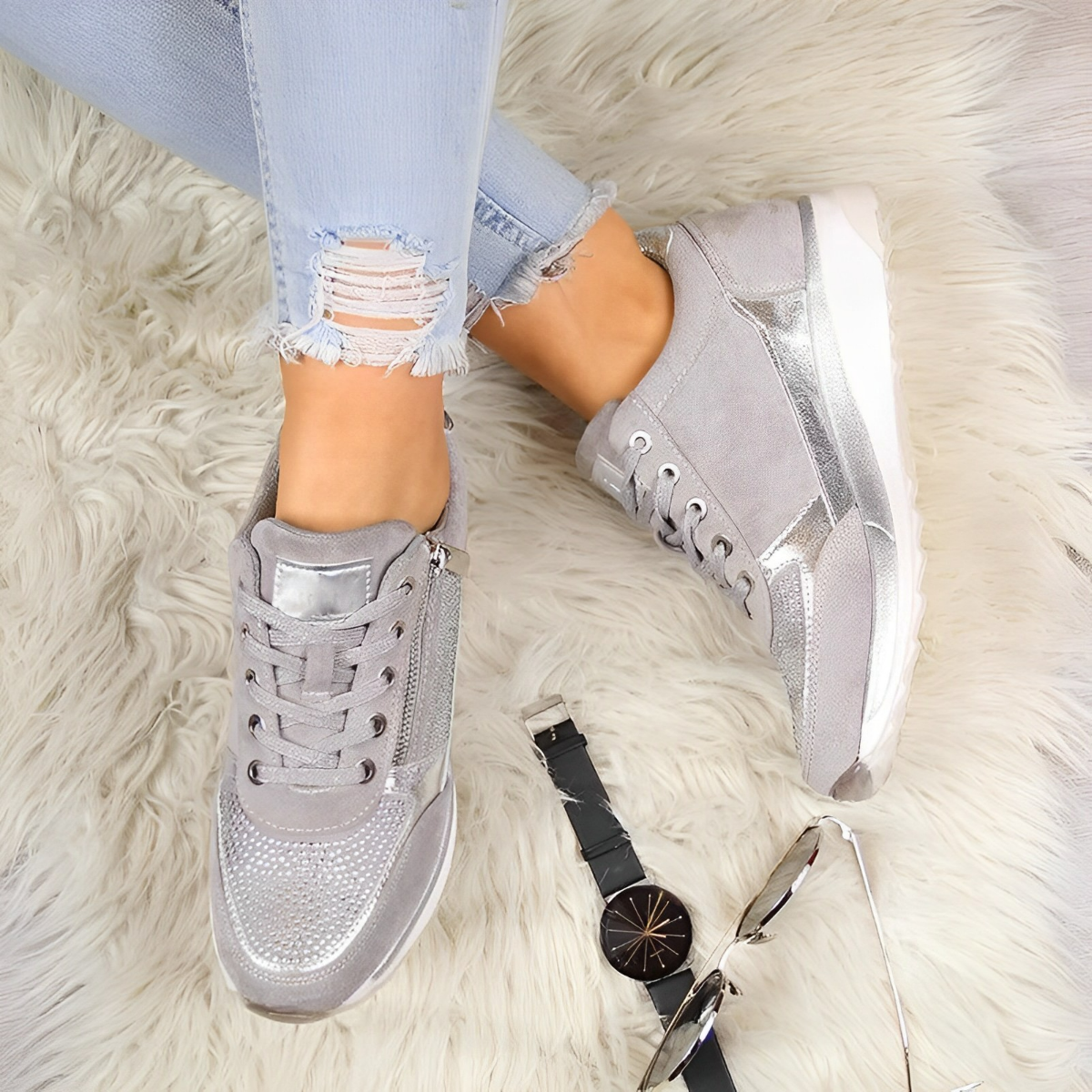 Orthopädische Sneakers mit Reißverschluss und archsupport für jeden Anlass