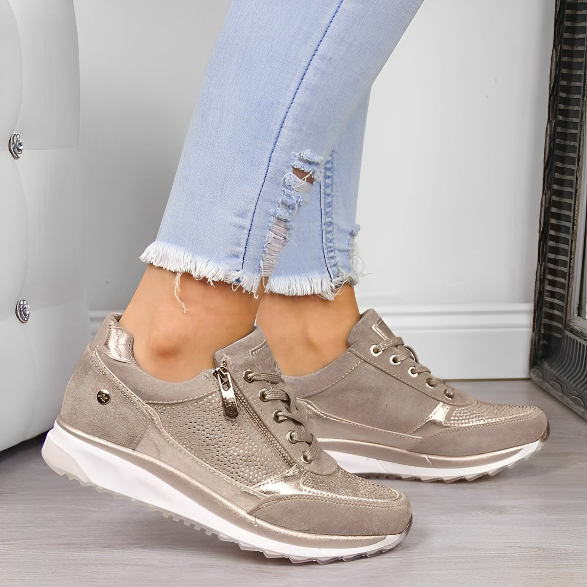 Orthopädische Sneakers mit Reißverschluss und archsupport für jeden Anlass