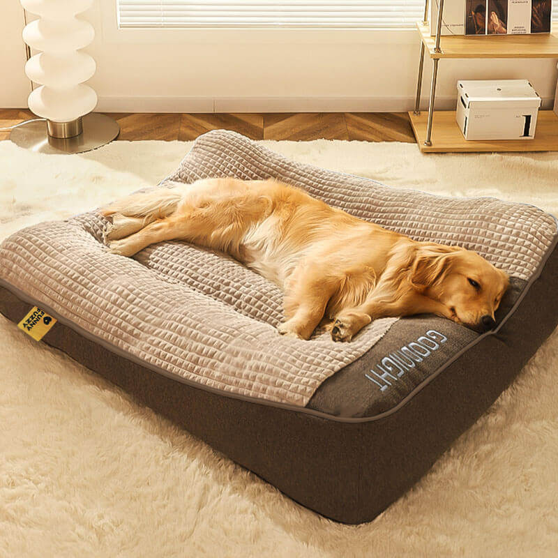 Orthopädisches Hundebett groß & dick – mit Nackenstütze, abnehmbarem waschbarem Bezug, ideal für große Hunde