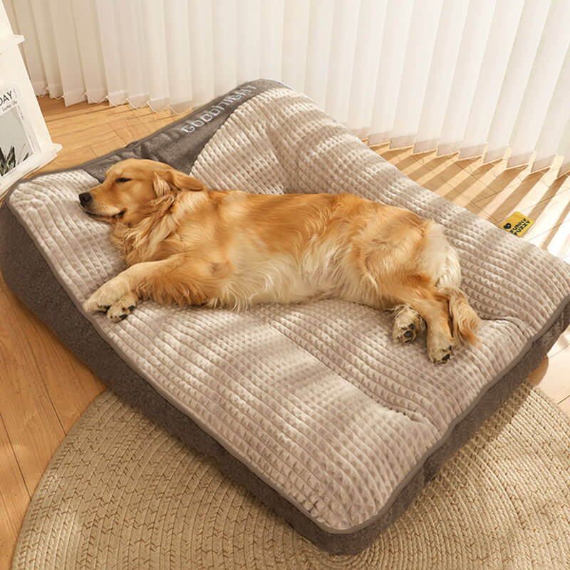 Orthopädisches Hundebett groß & dick – mit Nackenstütze, abnehmbarem waschbarem Bezug, ideal für große Hunde
