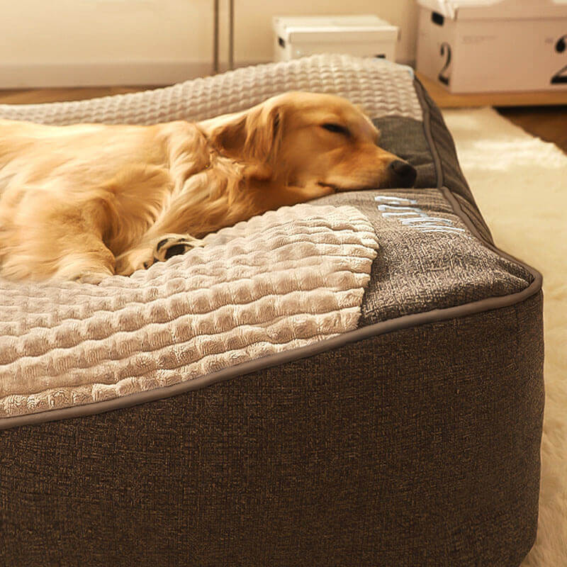 Orthopädisches Hundebett groß & dick – mit Nackenstütze, abnehmbarem waschbarem Bezug, ideal für große Hunde