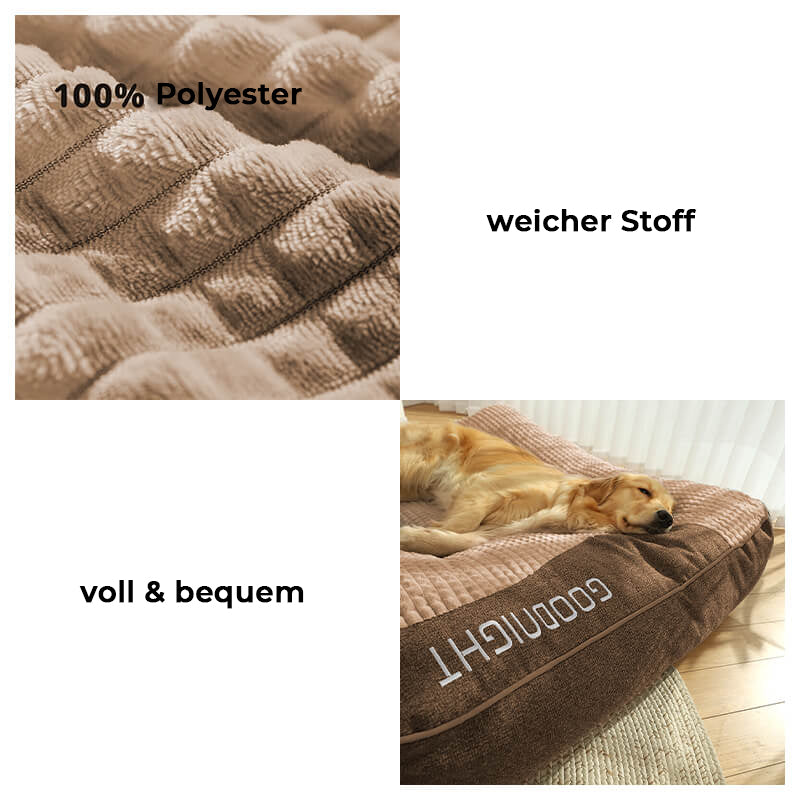 Orthopädisches Hundebett groß & dick – mit Nackenstütze, abnehmbarem waschbarem Bezug, ideal für große Hunde