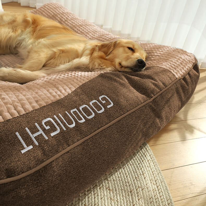 Orthopädisches Hundebett groß & dick – mit Nackenstütze, abnehmbarem waschbarem Bezug, ideal für große Hunde