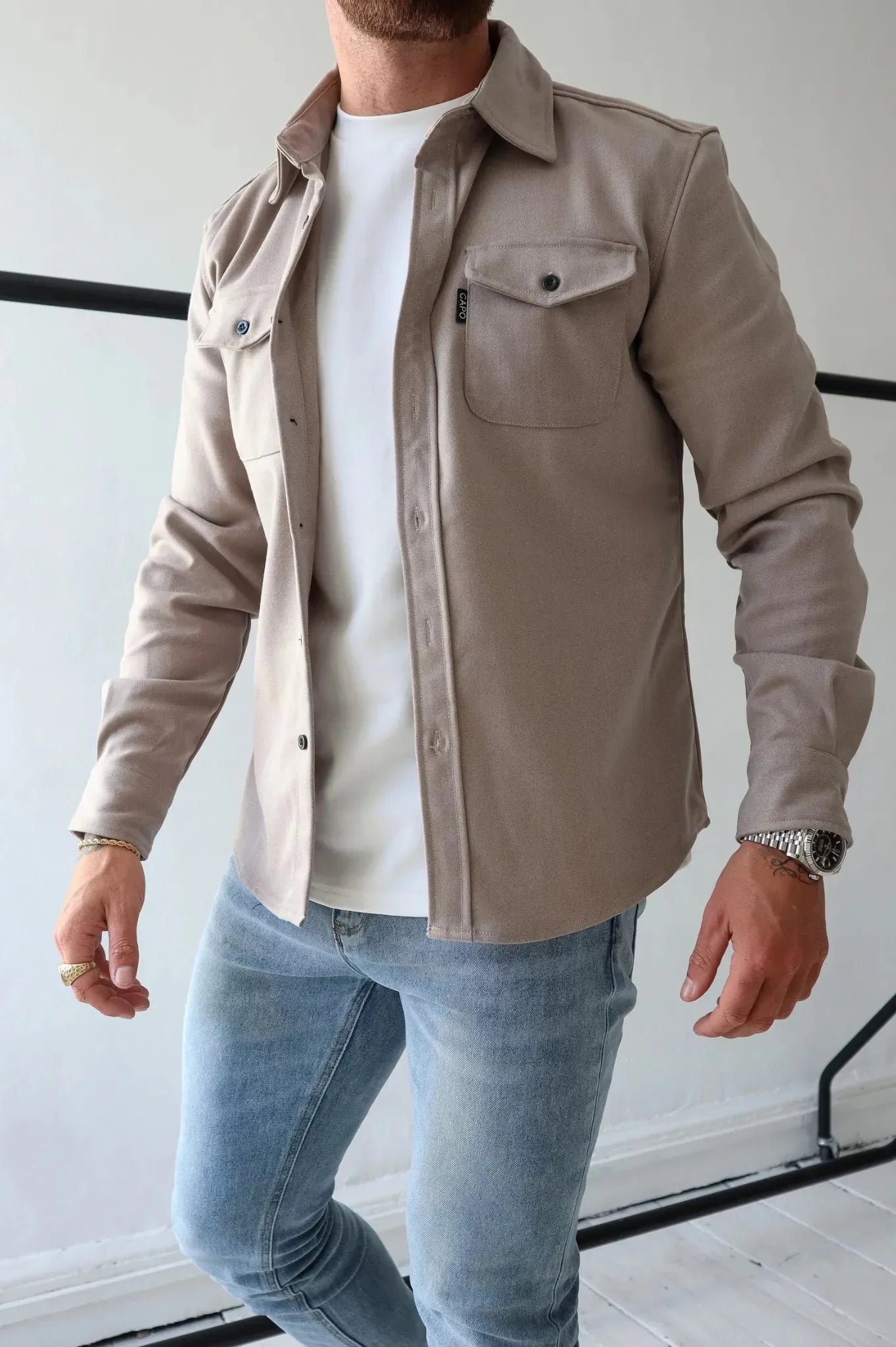 Herren Lässig Langarm Overshirt