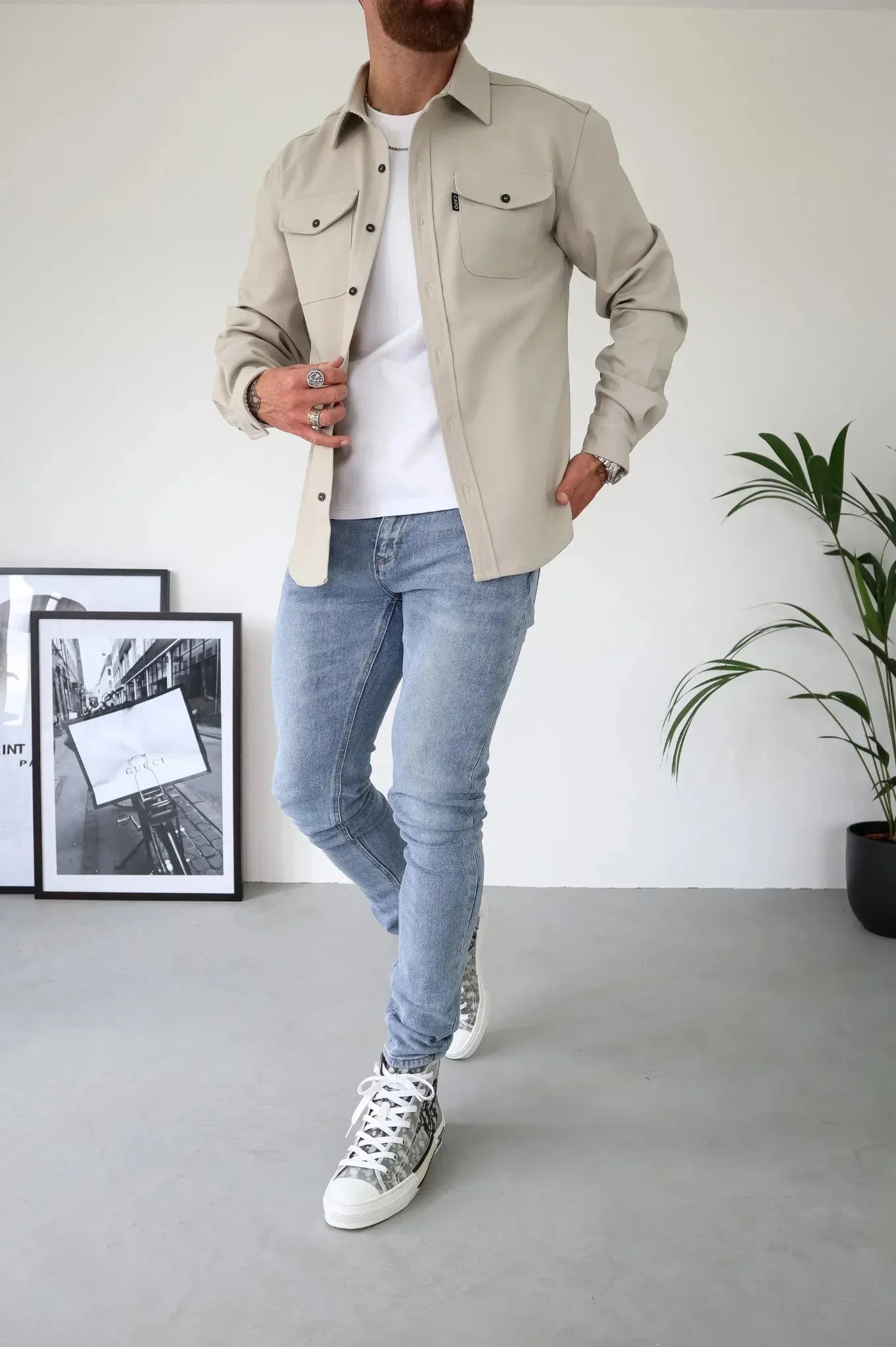Herren Lässig Langarm Overshirt