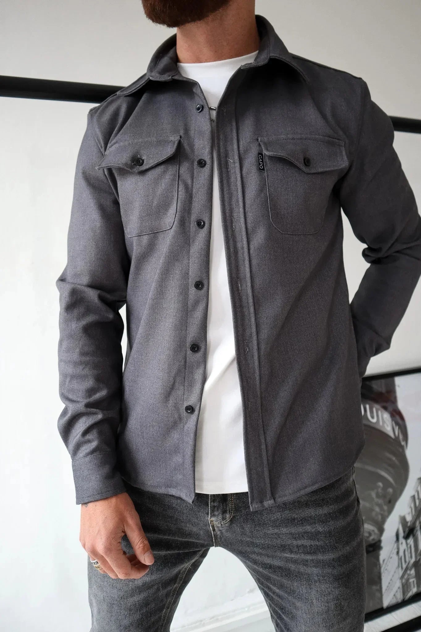 Herren Lässig Langarm Overshirt
