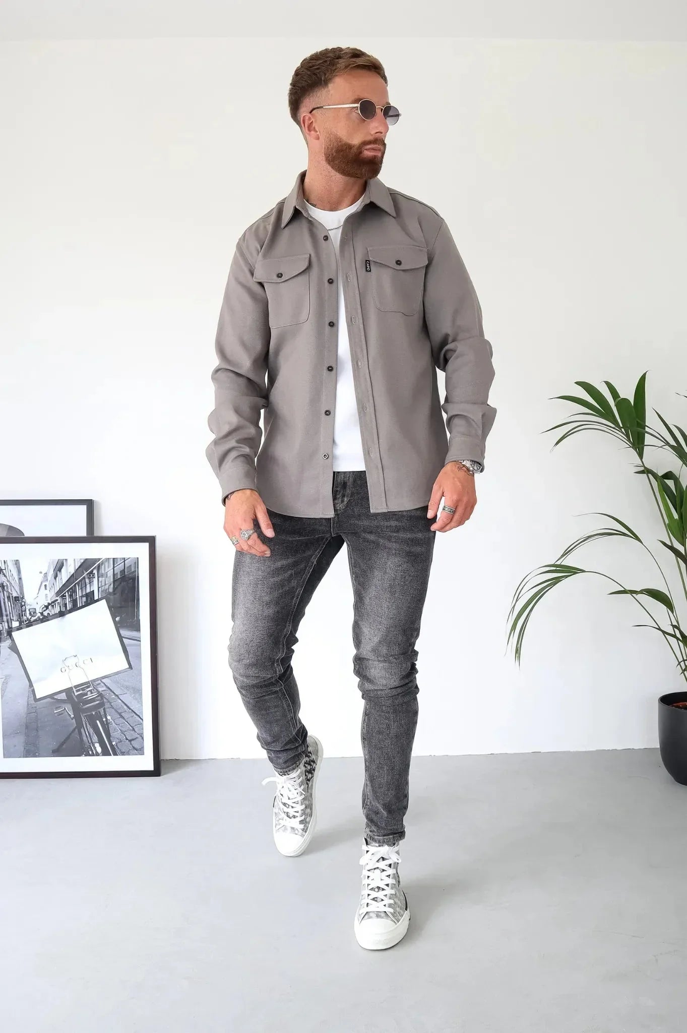 Herren Lässig Langarm Overshirt