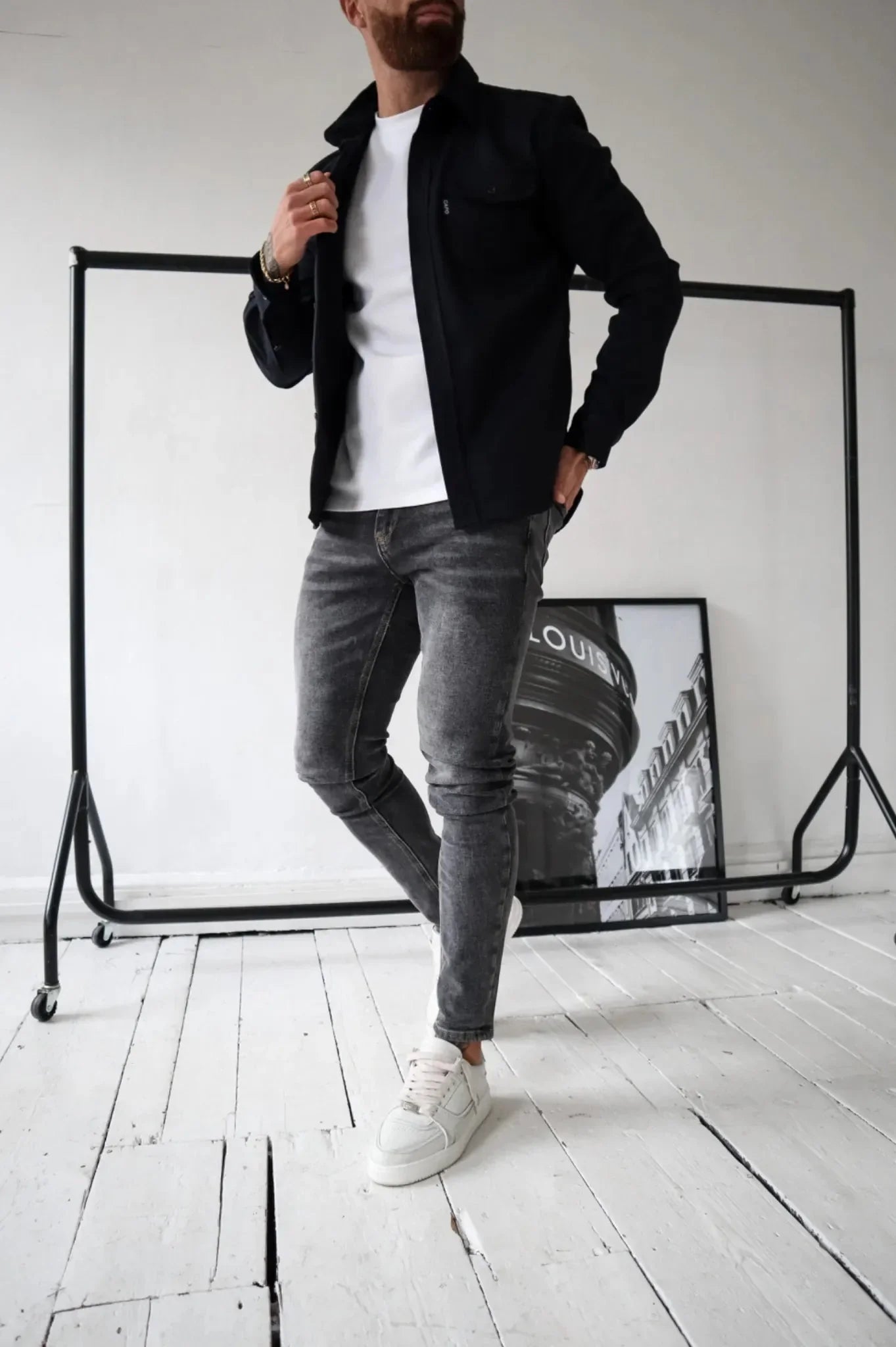 Herren Lässig Langarm Overshirt