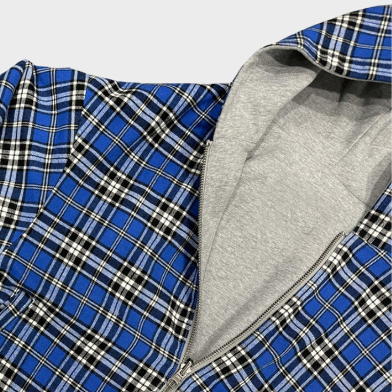 Oversized 2-in-1 Wende-Hoodie mit Karoseite