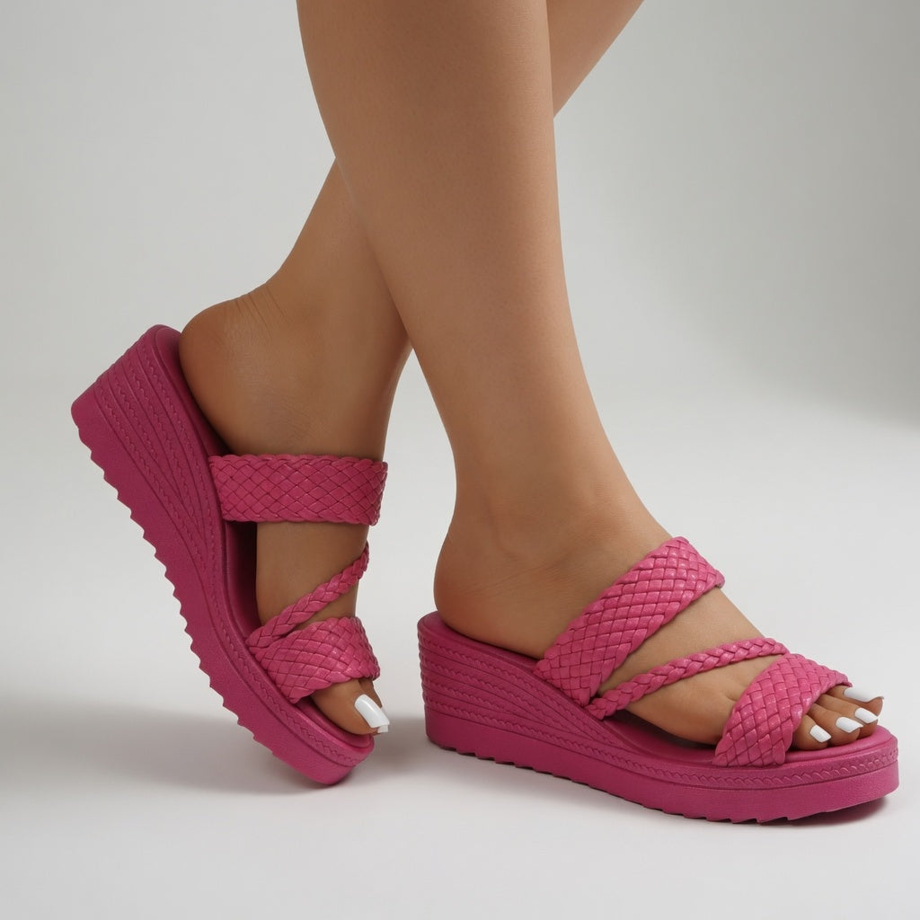 Nori — Bunte, geflochtene Keil-Mule für einen leichten Sommerlook