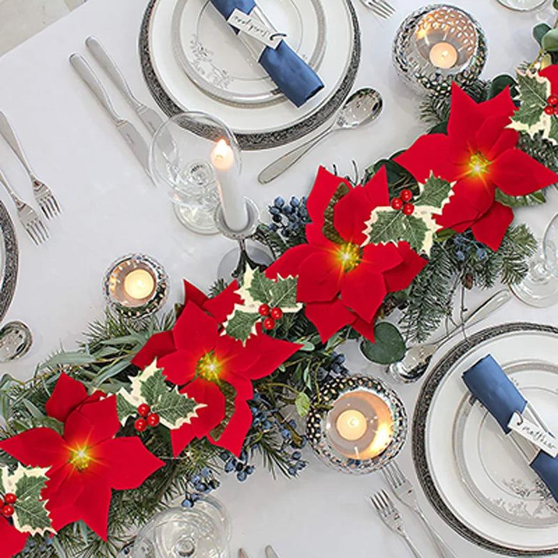 Poinsettia Glow | LED-Sternengirlande für die Weihnachtsdekoration