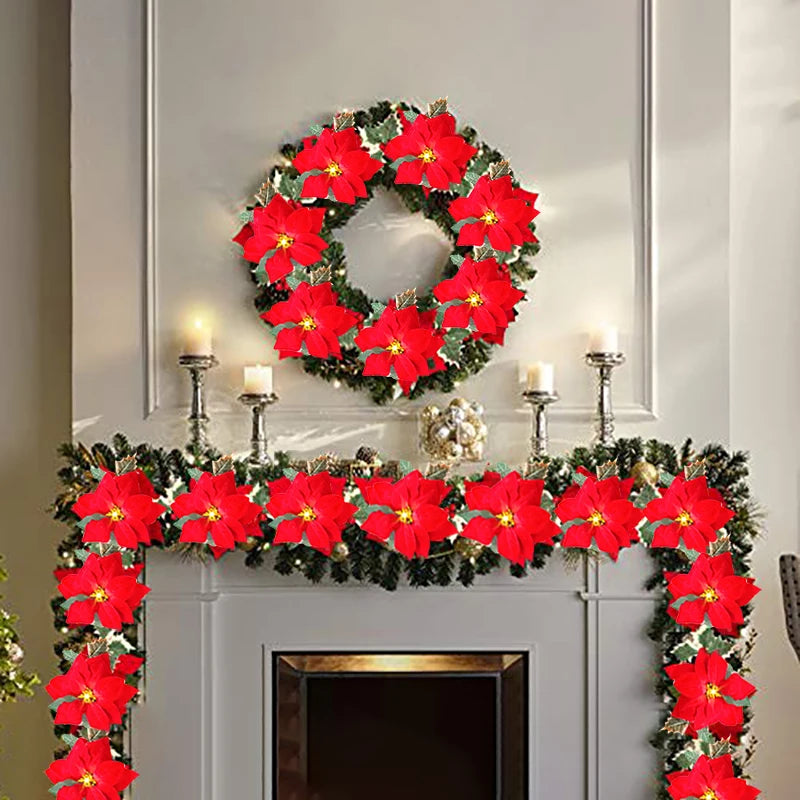 Poinsettia Glow | LED-Sternengirlande für die Weihnachtsdekoration