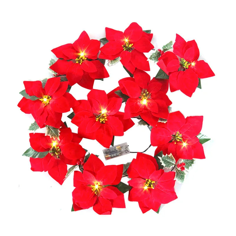 Poinsettia Glow | LED-Sternengirlande für die Weihnachtsdekoration