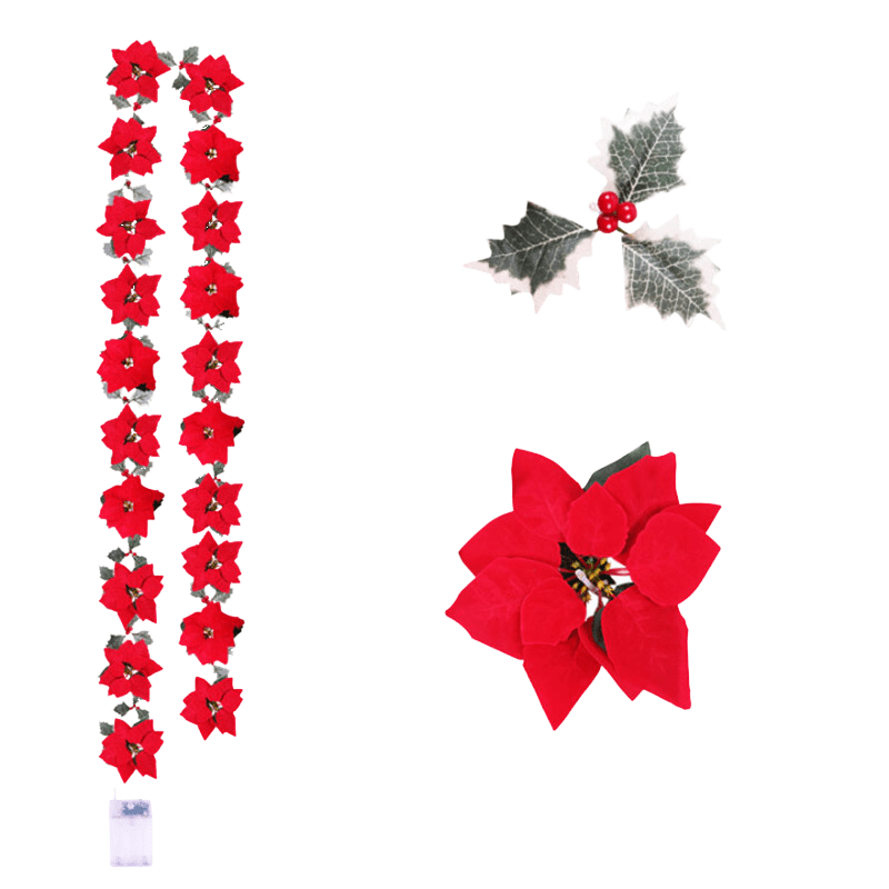 Poinsettia Glow | LED-Sternengirlande für die Weihnachtsdekoration