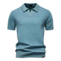 Polo Herren | Kurzarm Strickpolo mit V-Ausschnitt & Struktur-Muster