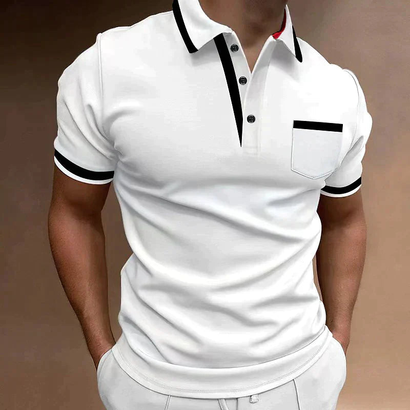 Dante | Herren Kurzarm Poloshirt Slim Fit Kontraststreifen Brusttasche