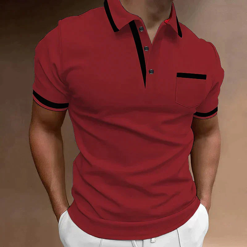 Dante | Herren Kurzarm Poloshirt Slim Fit Kontraststreifen Brusttasche