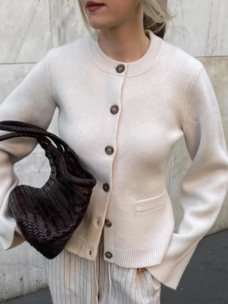 Pullover Damen | Knopfleiste & Rundhals