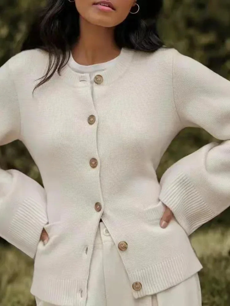 Pullover Damen | Knopfleiste & Rundhals