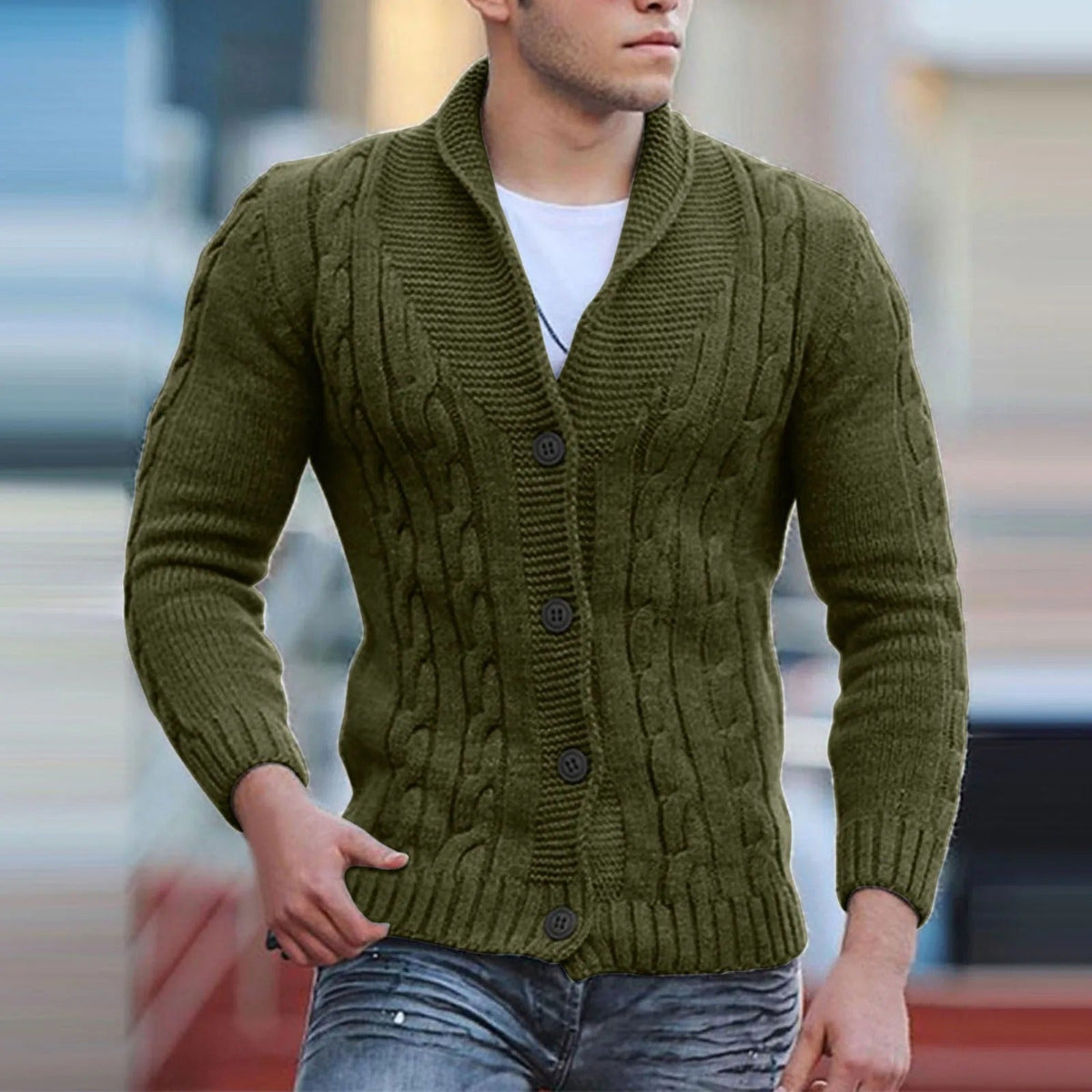 Pullover Herren | Zopfmuster & Schalkragen