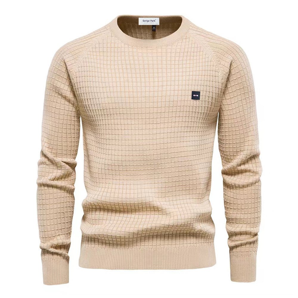 Herren Rundhals Strukturierter Strickpullover
