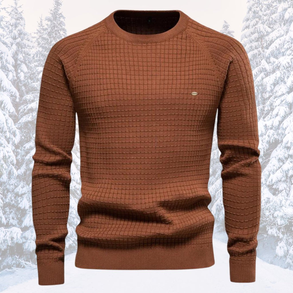 Herren Rundhals Strukturierter Strickpullover