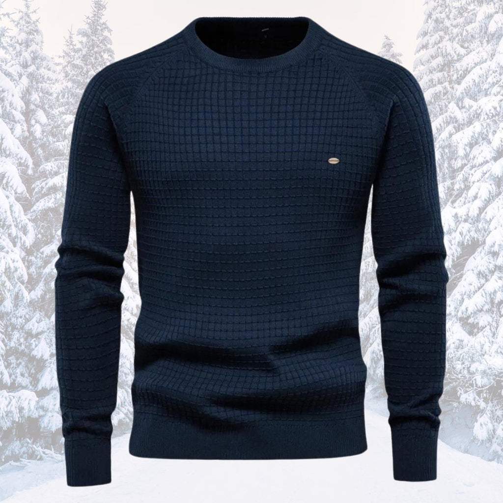 Herren Rundhals Strukturierter Strickpullover