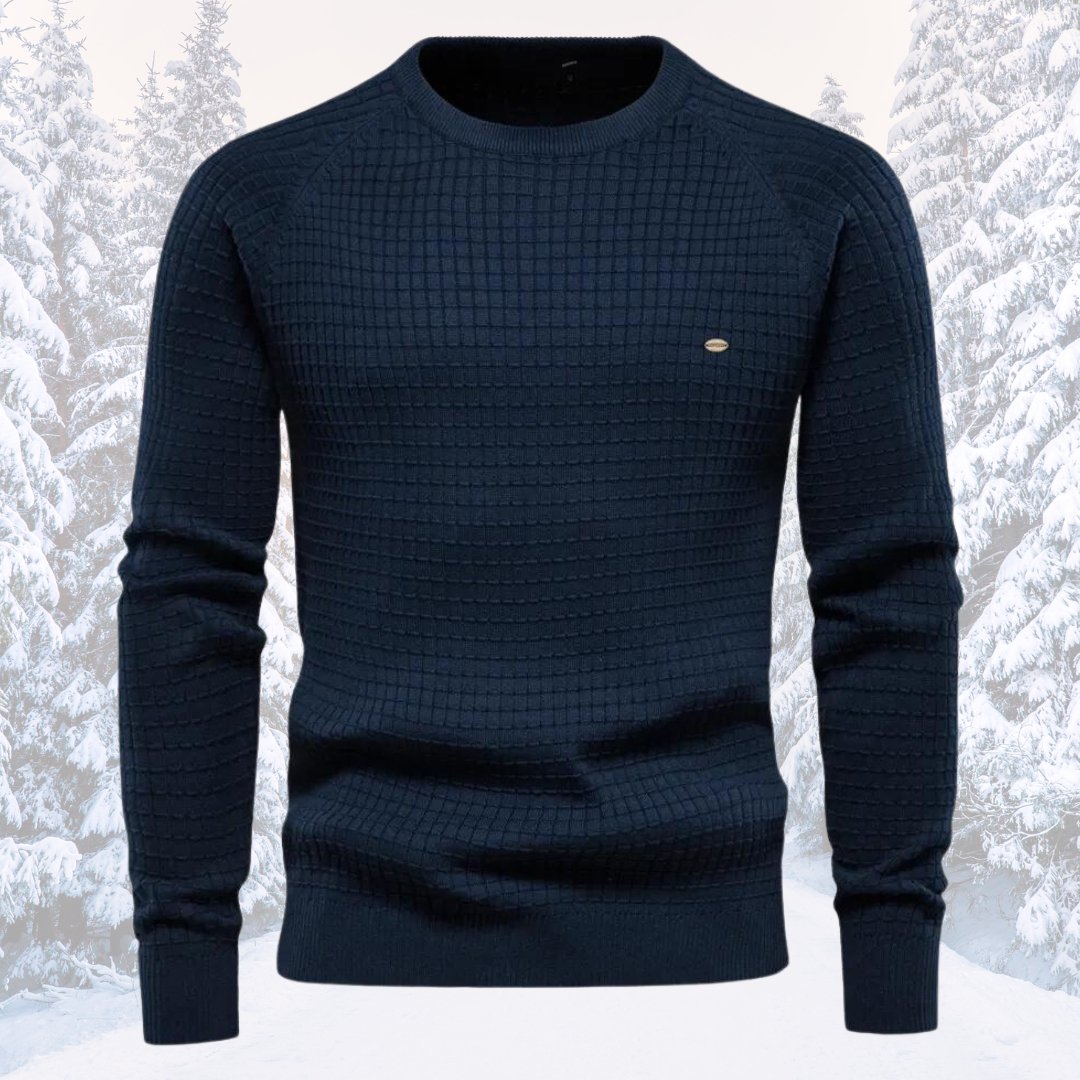 Herren Rundhals Strukturierter Strickpullover