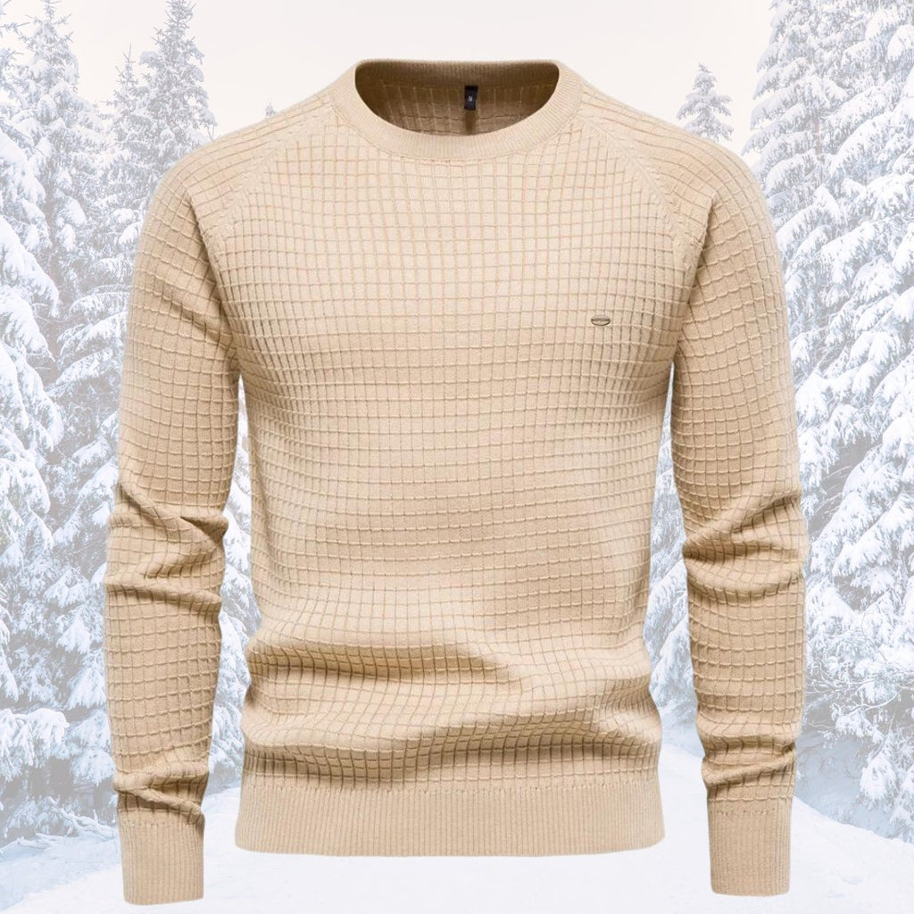 Herren Rundhals Strukturierter Strickpullover